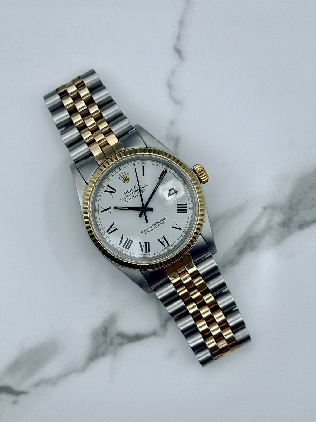 1980s Rolex Datejust White "Buckley" Dial