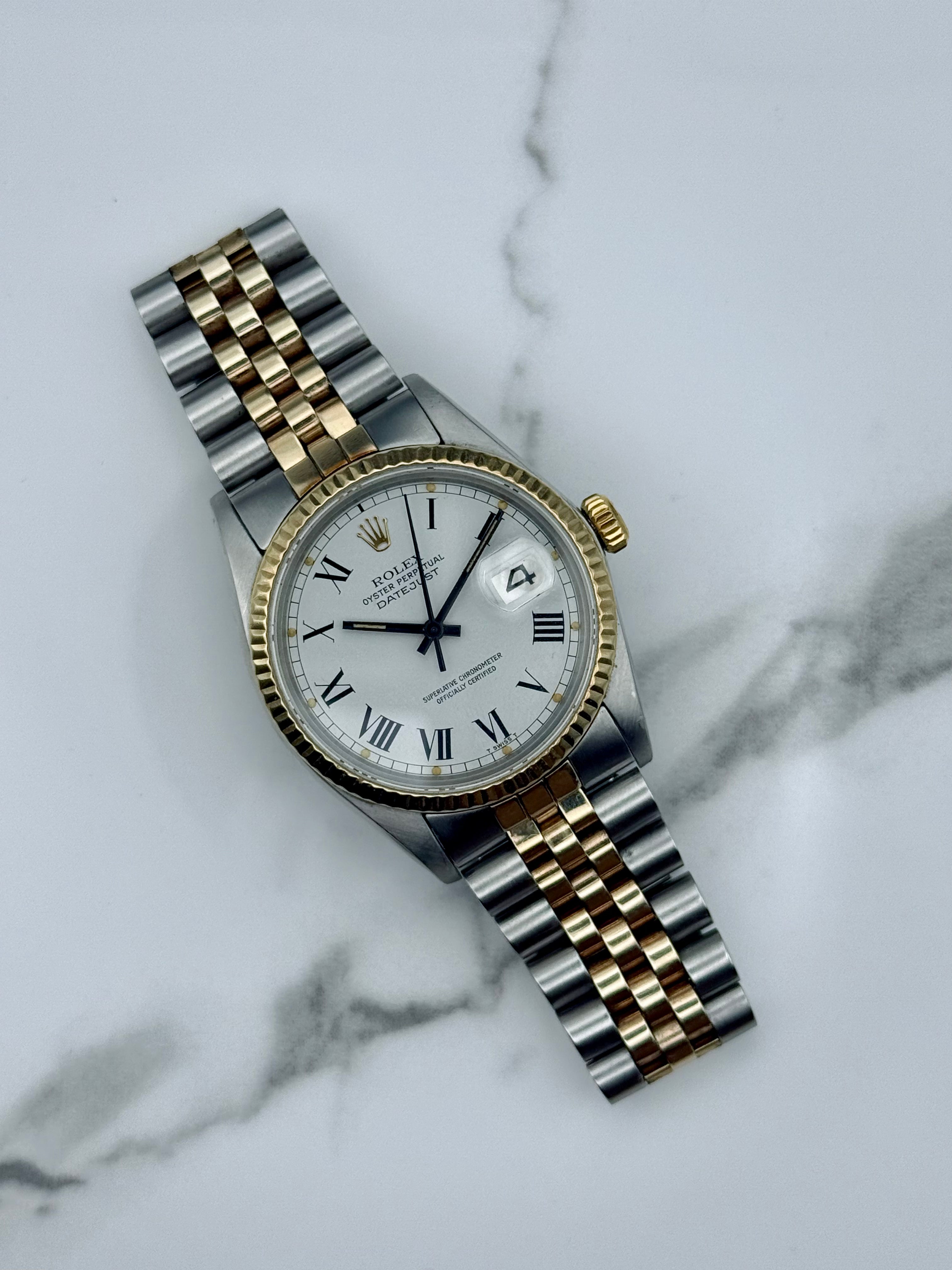 1980s Rolex Datejust White "Buckley" Dial